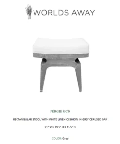 Worlds Away Fergie Stool Grey Cerused Oak 11 Worlds Away Fergie Stool Grey Cerused Oak