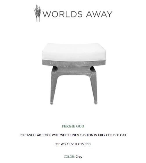 Worlds Away Fergie Stool Grey Cerused Oak 7 Worlds Away Fergie Stool Grey Cerused Oak