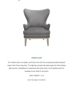 Worlds Away Frisco Wing Chair Gray New Arrivals