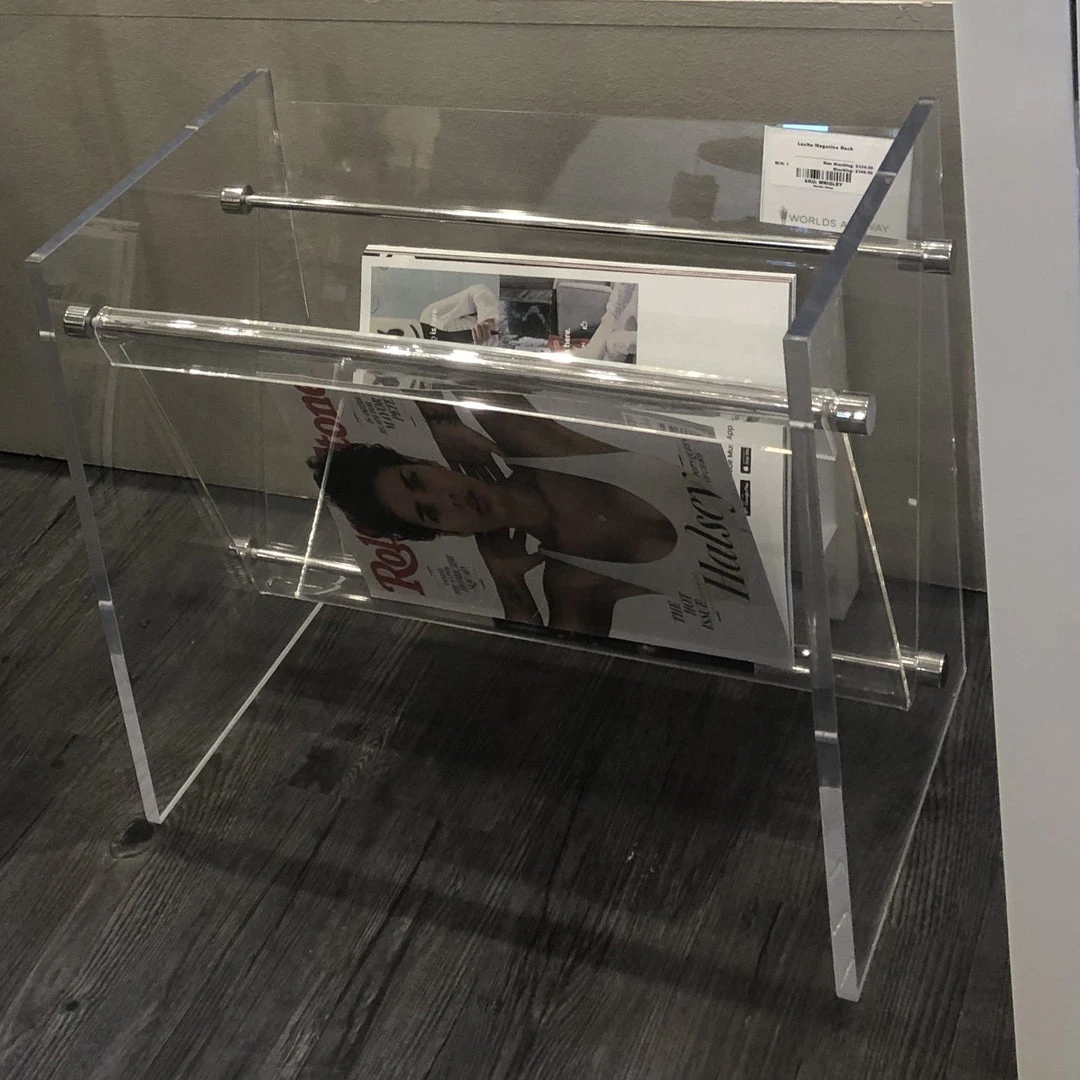 Worlds Away Gaines Nickel And Lucite Magazine Rack 4 Worlds Away Gaines Nickel And Lucite Magazine Rack