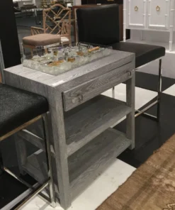 Worlds Away Garbo Side Table Grey Cerused Oak New Arrivals