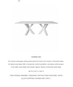 Worlds Away New Arrivals Haines Dining Table White