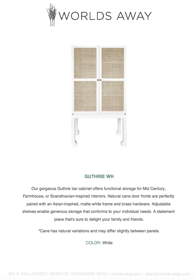 Worlds Away Guthrie Bar Cabinet White 10 Worlds Away Guthrie Bar Cabinet White