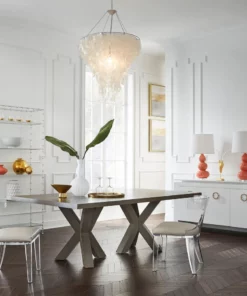 Worlds Away New Arrivals Haines Dining Table Smoke Gray