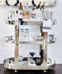 Worlds Away Hugh Bar Cart Nickel New Arrivals