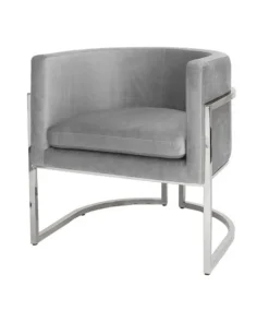 Worlds Away Jenna Chair Nickel And Grey Velvet