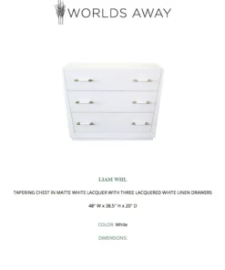 Worlds Away New Arrivals Liam Chest White Lacquer