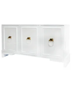 Worlds Away New Arrivals Lyra Three Door Cabinet White And Brass