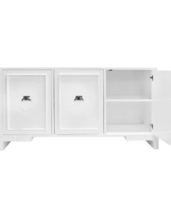 Worlds Away New Arrivals Lyra Three Door Cabinet White And Nickel
