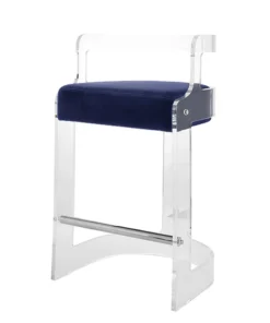 Worlds Away New Arrivals Malone Counter Stool Navy Velvet
