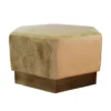 Worlds Away Myra Ottoman Brushed Brass Camel Velvet