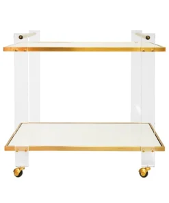 Worlds Away New Arrivals Pierce Bar Cart Acrylic And Antique Brass