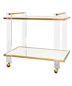 Worlds Away New Arrivals Pierce Bar Cart Acrylic And Antique Brass