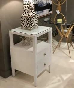 Worlds Away Roscoe Side Table White Linen New Arrivals