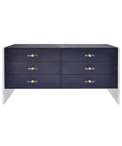 Worlds Away Rutherford Chest Navy Faux Shagreen New Arrivals