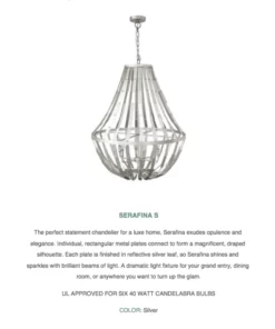Worlds Away Serafina Chandelier Silver Leaf 9 Worlds Away Serafina Chandelier Silver Leaf