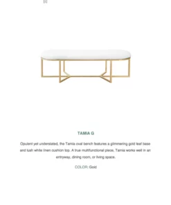Worlds Away New Arrivals Tamia Bench Gold Leaf