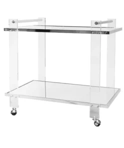 Worlds Away Pierce Bar Cart Acrylic And Nickel