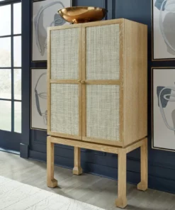 Worlds Away New Arrivals Guthrie Bar Cabinet Cerused Oak